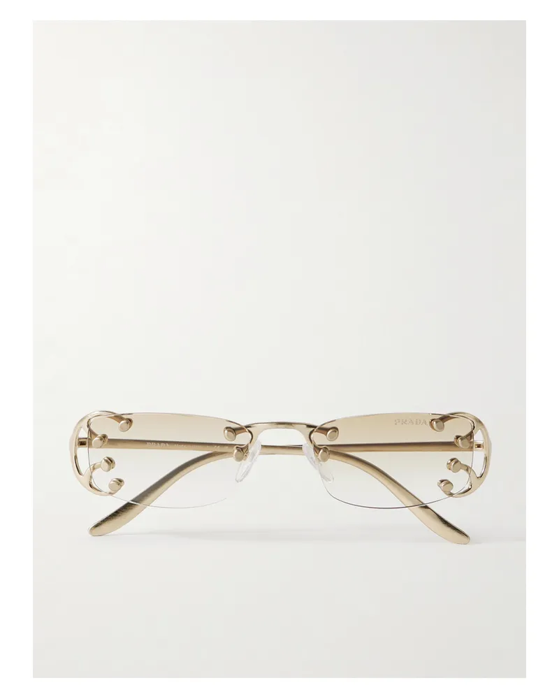 Prada Rahmenlose Sonnenbrille Mit Goldfarbenen Details Gold