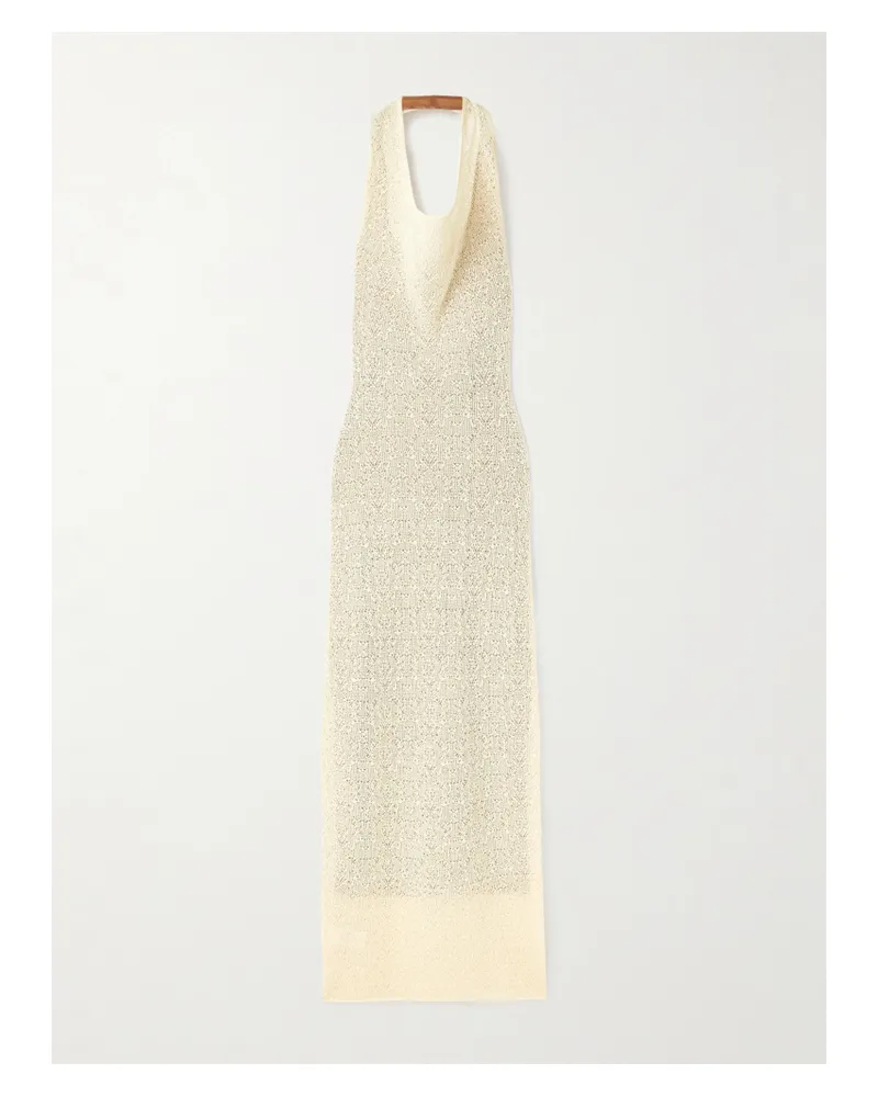 SIR Celestino Neckholder-maxikleid Aus Pointelle-strick - Creme Creme