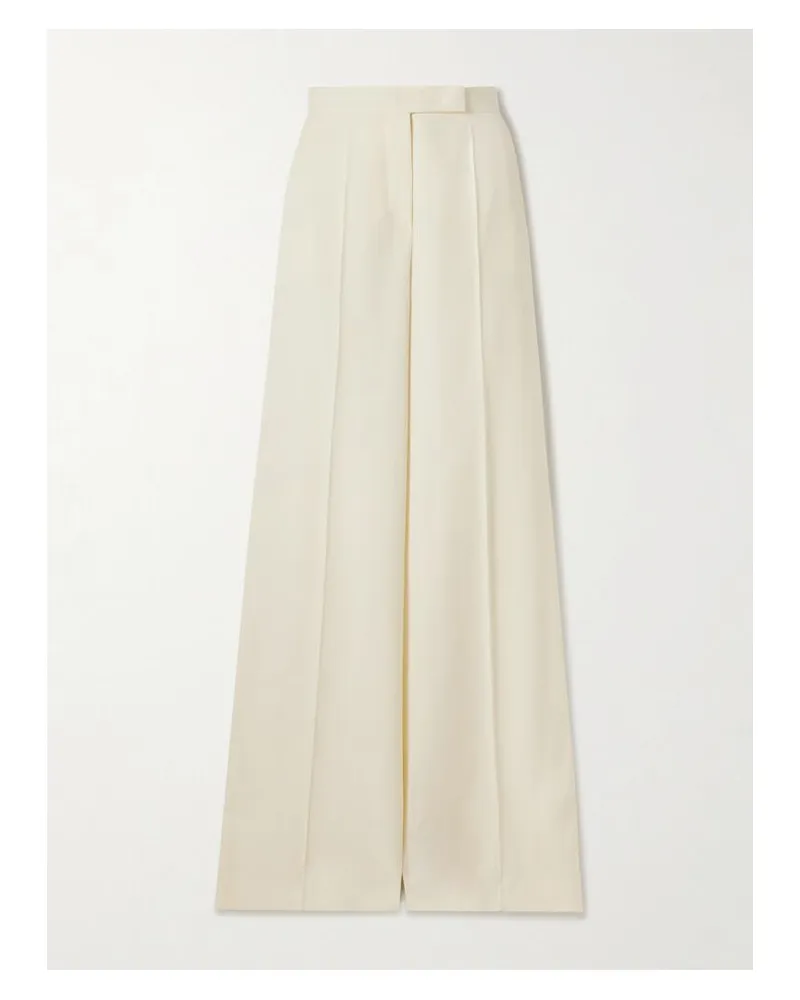 Max Mara Ninfa Hose Mit Weitem Bein Aus Woll-twill - Weiß Weiß
