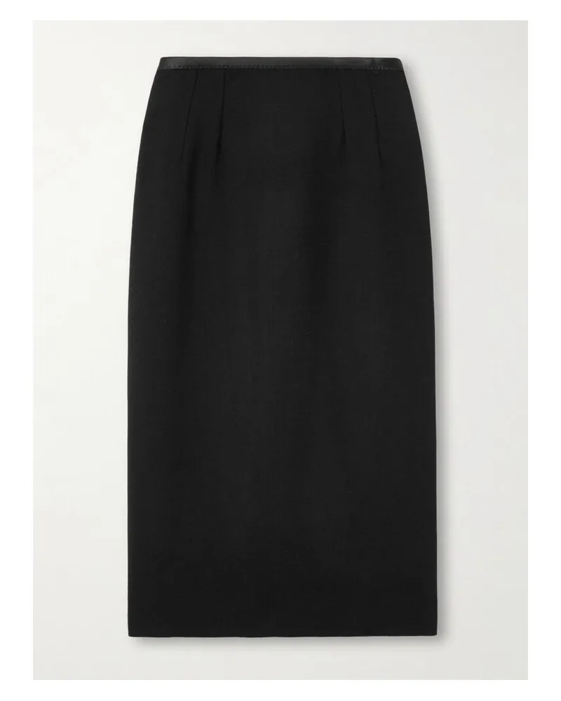 Dolce & Gabbana Midirock Aus Einer Wollmischung Mit Besatz Aus Seidensatin - Schwarz Schwarz