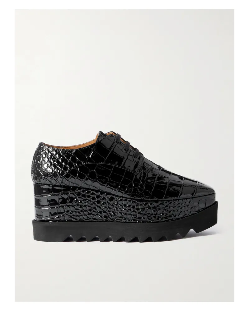 Stella McCartney Elyse Plateau-brogues Aus Synthetischem Material Mit Krokodileffekt - Schwarz Schwarz