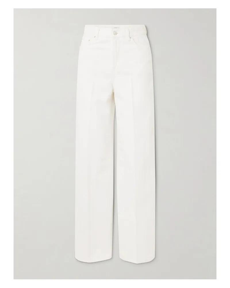 Totême Hoch Sitzende Jeans Mit Weitem Bein Aus Bio-denim Mit Bügelfalten - Weiß Weiß