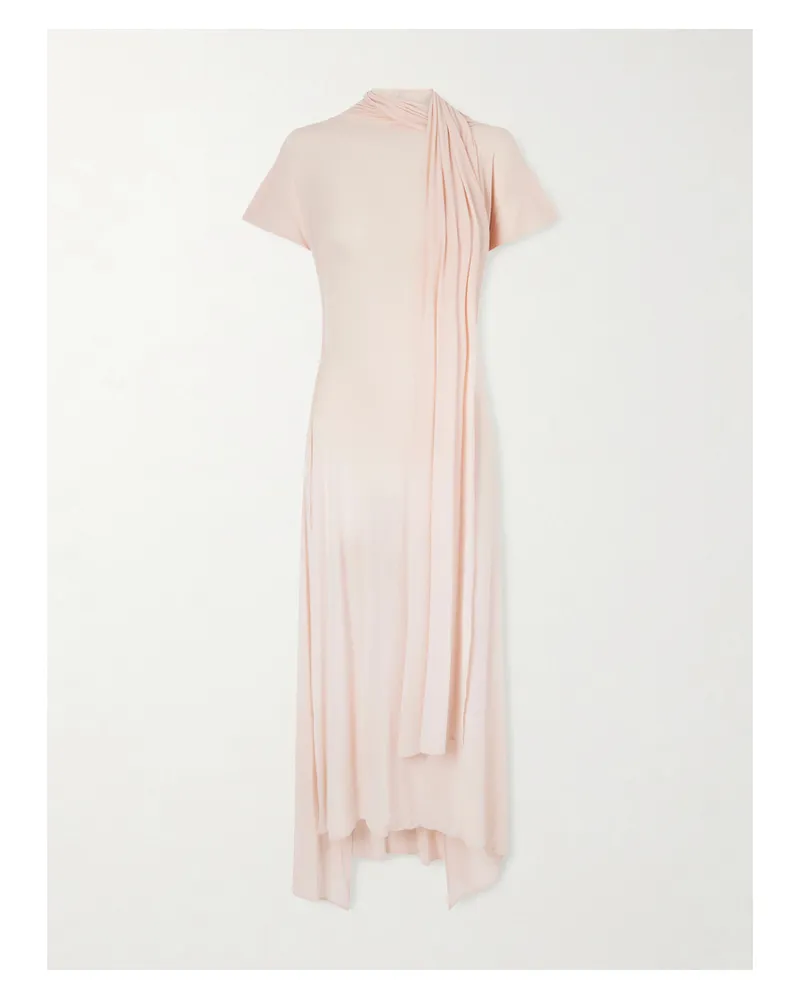 Magda Butrym Scarf-detailed Open-back Asymmetric Jersey Dress - Pink Pink