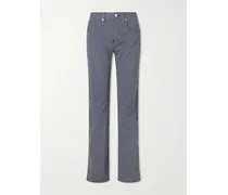 Celia Striped Straight-leg Jeans - Blue