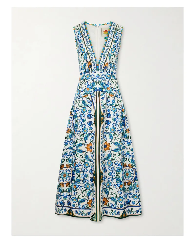 FARM Rio Flora Tile Floral-print Linen Midi Dress - Neutrals Neutrals
