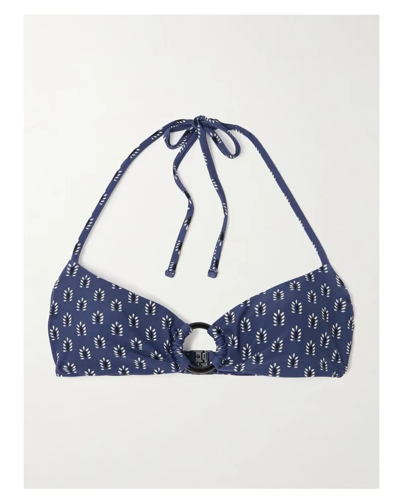 Matteau Ring Bikini-oberteil Aus Recyceltem Material Mit Blumenprint Und Neckholder - Blau Blau