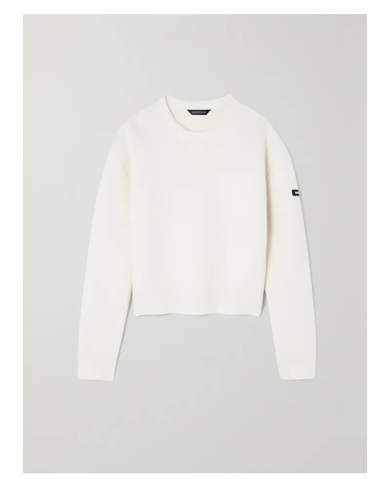 Balenciaga Appliquéd Wool Sweater - White White