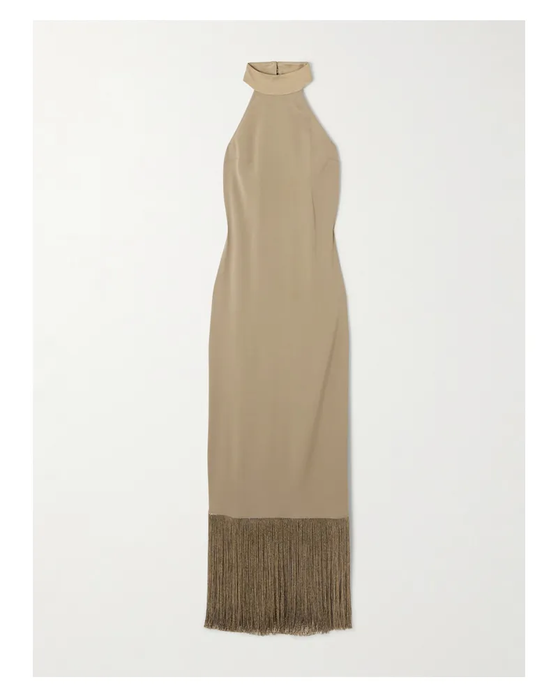 Taller Marmo Berlin Robe Aus Crêpe Mit Fransen - Grün Grün