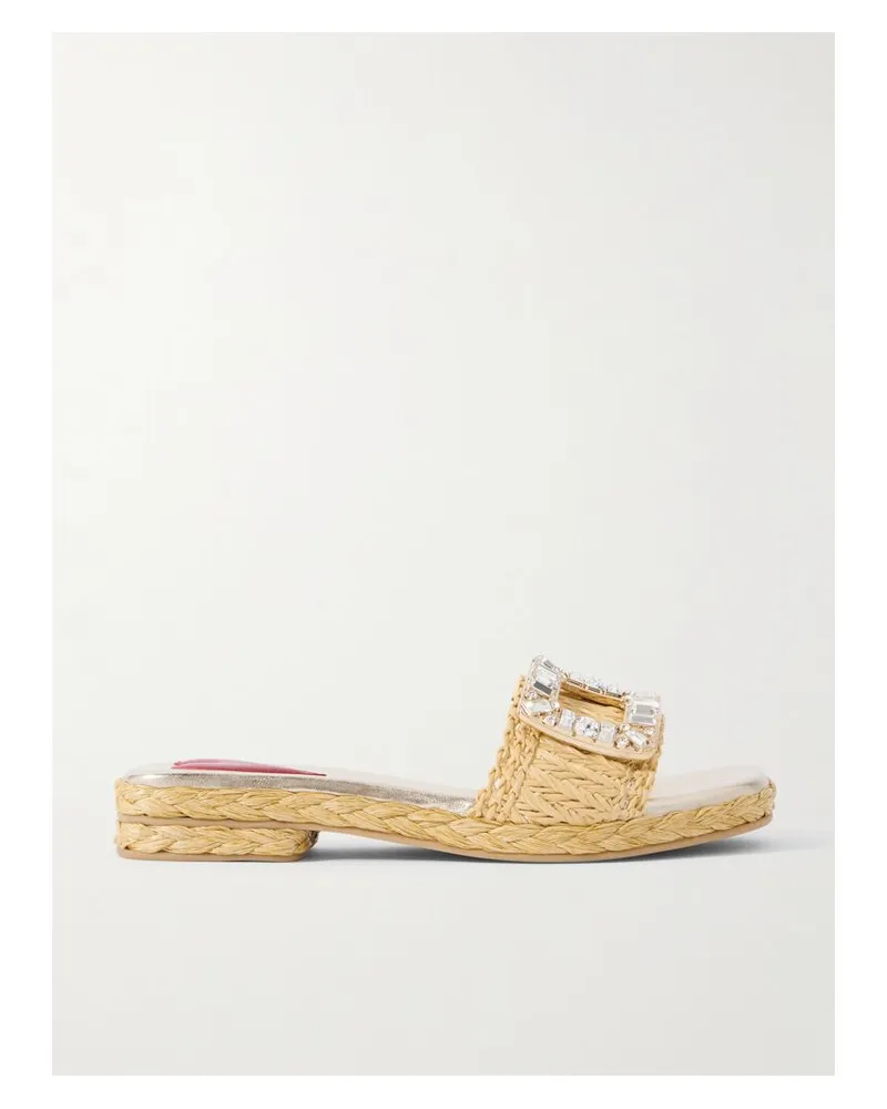 Roger Vivier 25 Mules Aus Raffiabast Mit Kristallen - Neutral Neutral
