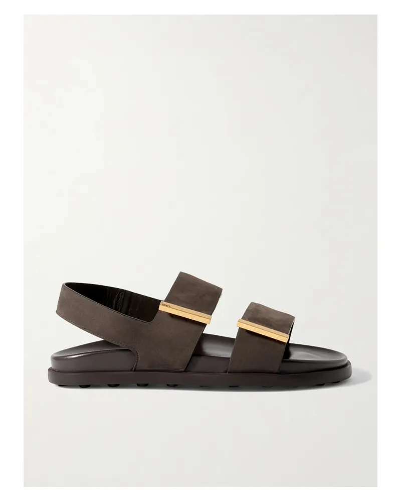 TOD'S Slingback-sandalen Aus Nubukleder Mit Schnallen - Braun Braun
