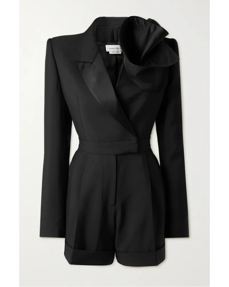 Alexander McQueen Playsuit aus Wolle Schwarz