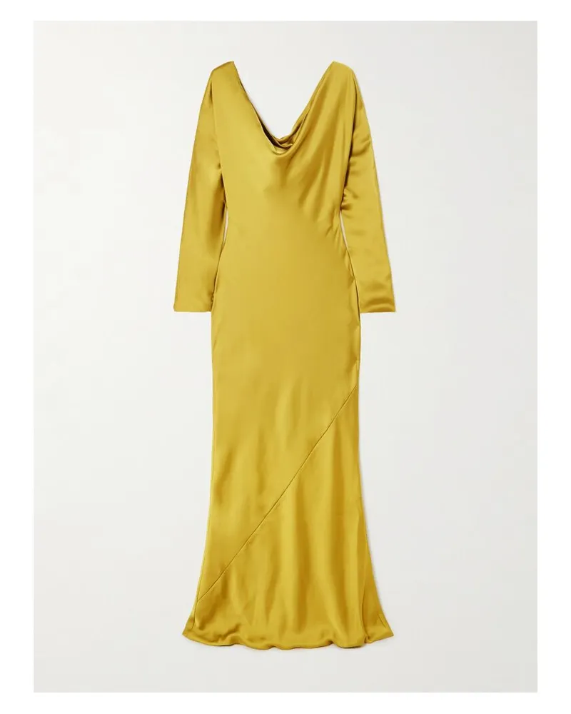 Norma Kamali Maria Robe Aus Glänzendem Satin Mit Raffungen - Gelb Gelb
