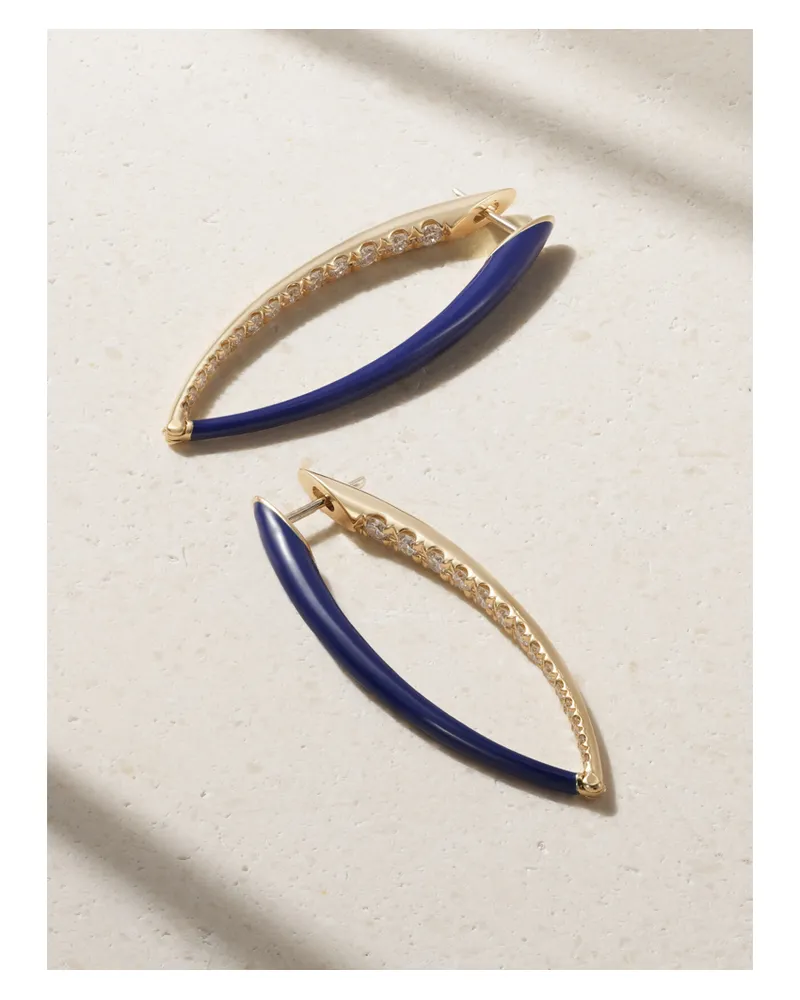 Melissa Kaye Cristina Große Creolen Aus 18 Karat Gold Mit Diamanten Und Emaille Gold