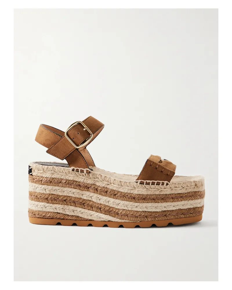 Stella McCartney Gaia Plateausandalen Aus Veloursleder - Braun Braun