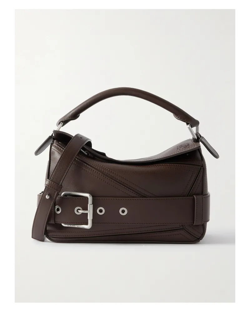 Loewe Puzzle Biker Small Belted Leather Tote - Brown Brown