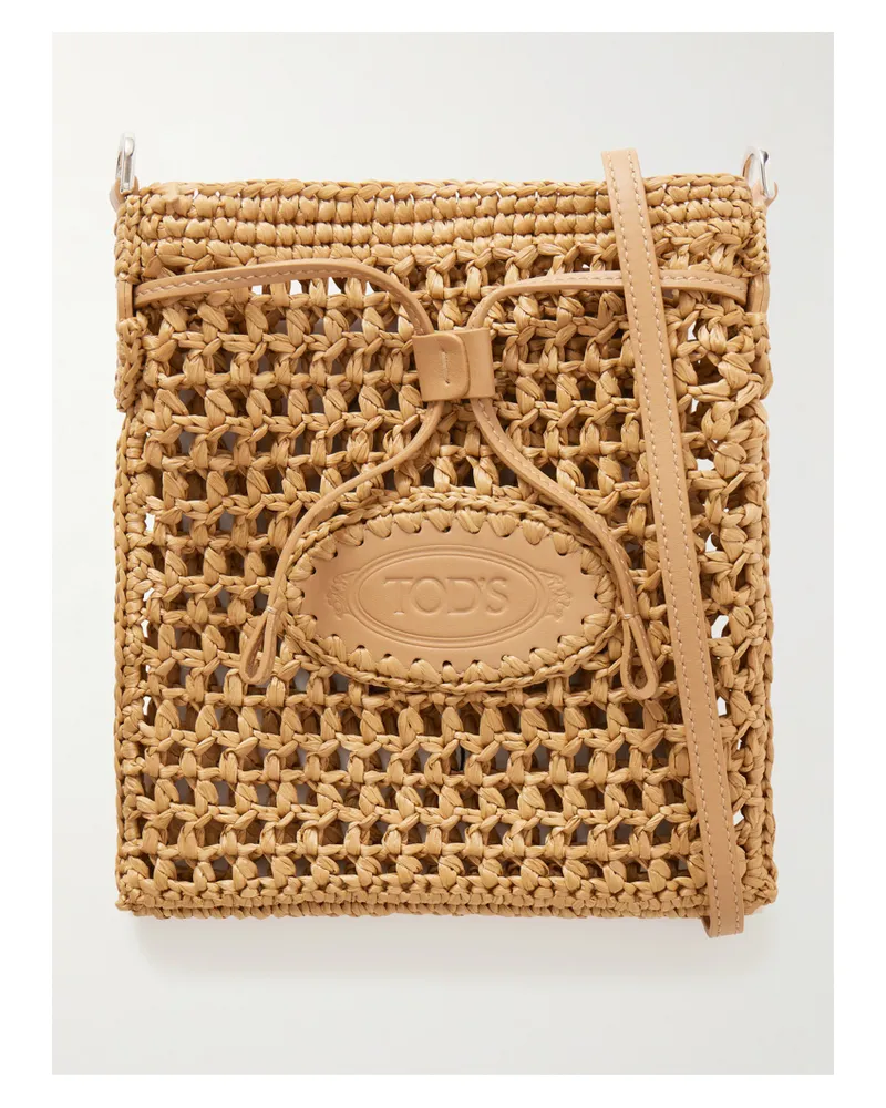 TOD'S Ebl Mini Woven Raffia Bucket Bag - Brown Brown