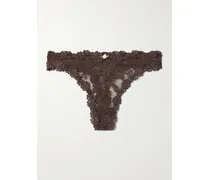 Stretch Lace Dipped Thong – Espresso – String Aus Stretch-spitze - Braun