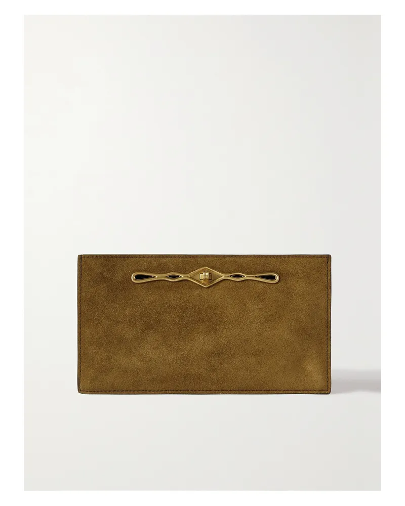 Métier Fernando Jorge Ease Embellished Suede Clutch - Brown Brown