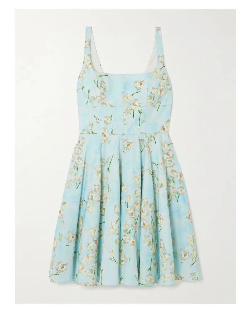 EMILIA WICKSTEAD Mini Mona Minikleid Aus Baumwollpopeline Mit Blumenprint - Blau Blau