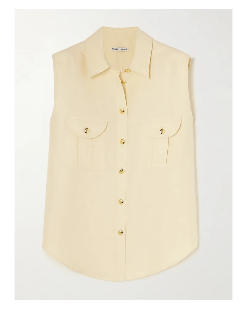 Blazé Milano Pekin Weste Aus Twill Aus Einer Leinen-seidenmischung - Creme Creme