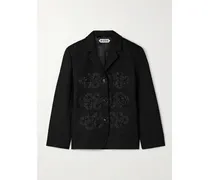 Ribbon Garland Jacke Aus Baumwoll-twill Mit Ripsband - Schwarz