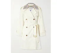 Doppelreihiger Trenchcoat Aus Baumwollgabardine Mit Karomuster - Weiß