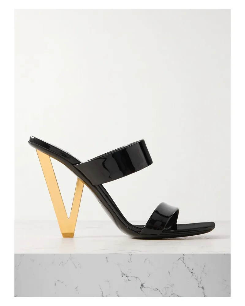 Versace Mules Aus Lackleder Mit Verzierung - Schwarz Schwarz