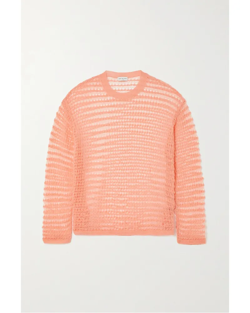 Dries van Noten Pullover aus Lochstrick Orange