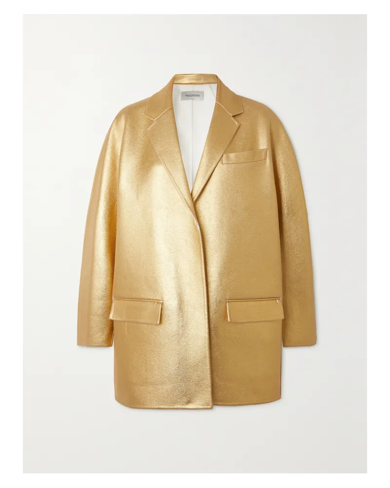 Valentino Garavani Oversized-blazer Aus Einer Woll-kaschmirmischung Mit Metallic-beschichtung - Gold Gold