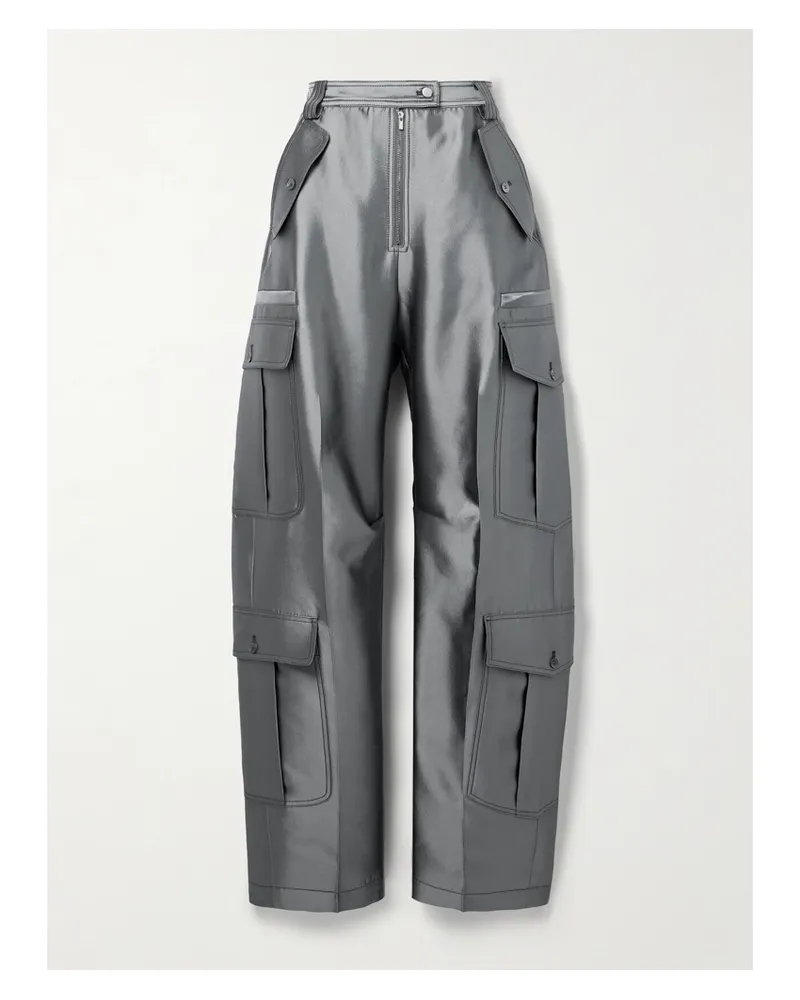 Christopher John Rogers Cargohose Mit Schmal Zulaufendem Bein Aus Twill Aus Einer Seiden-wollmischung - Grau Grau