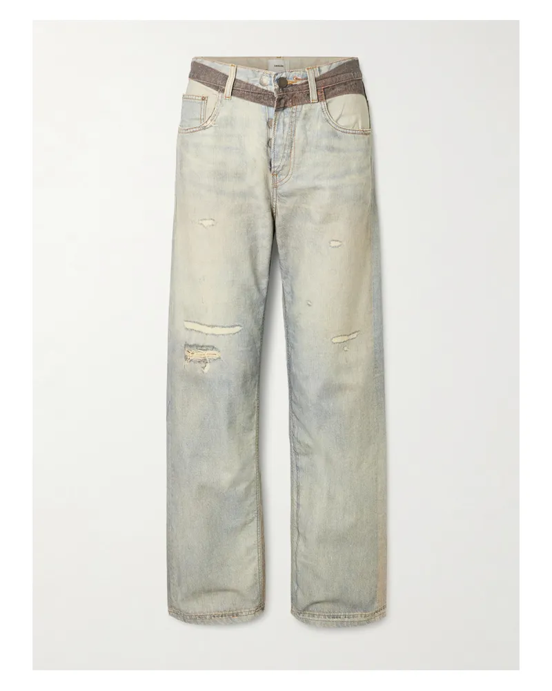 Haikure Bonnie Distressed Mid-rise Jeans - Blue Blue