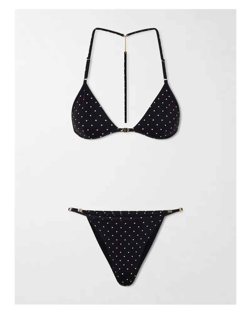 Tom Ford Polka-dot Printed Jersey Bikini - Black Black