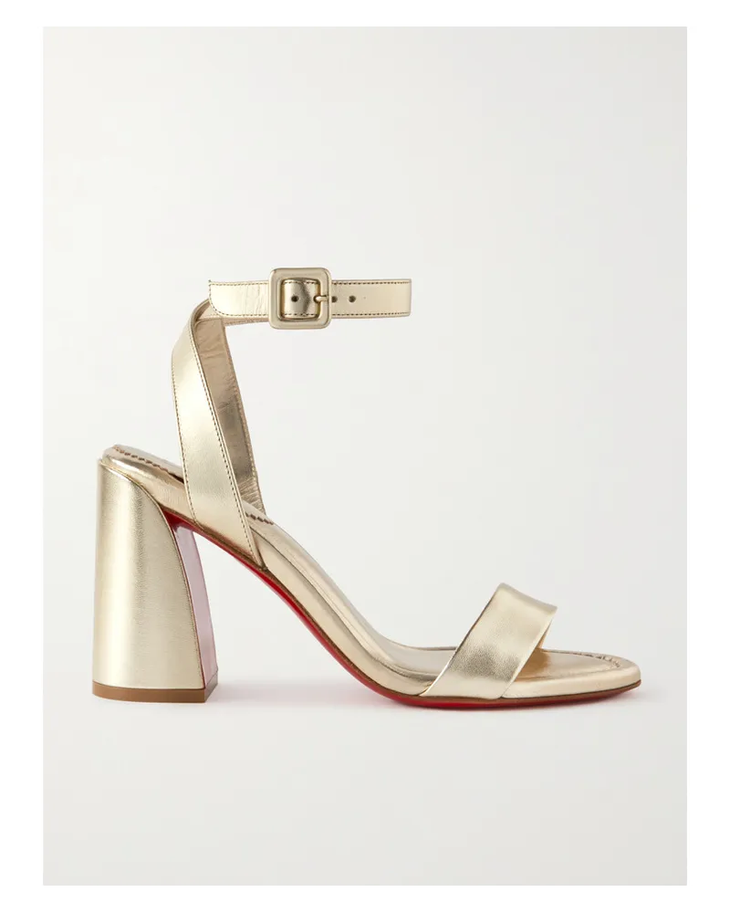 Christian Louboutin Miss Sabina 85 Ledersandalen in Metallic-optik Gold