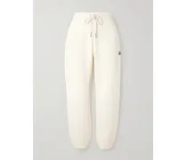 Appliquéd Cotton-blend Jersey Sweatpants - Cream