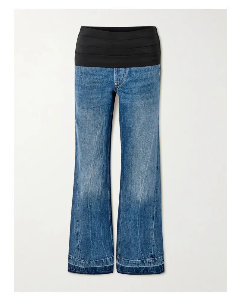 Stella McCartney Hoch Sitzende Jeans Mit Geradem Bein Aus Bio-denim Mit Besatz Aus Faille Mit Falten - Blau Blau