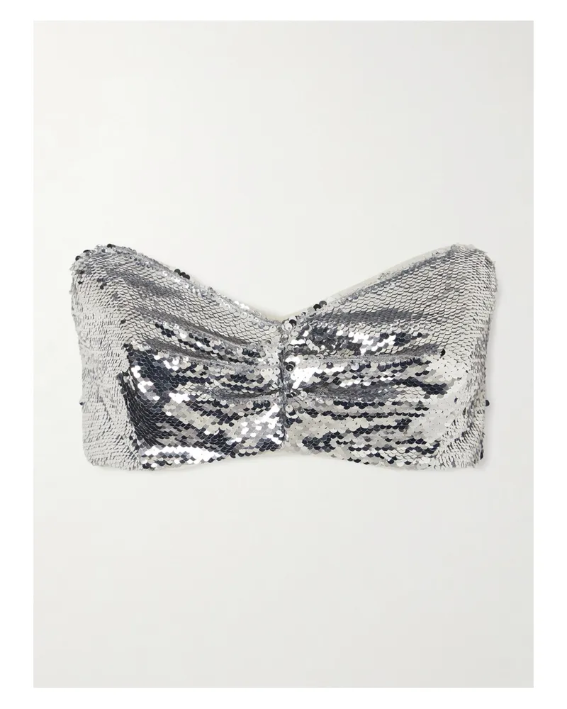 Simone Rocha Sequined Tulle Top - Silver Silver