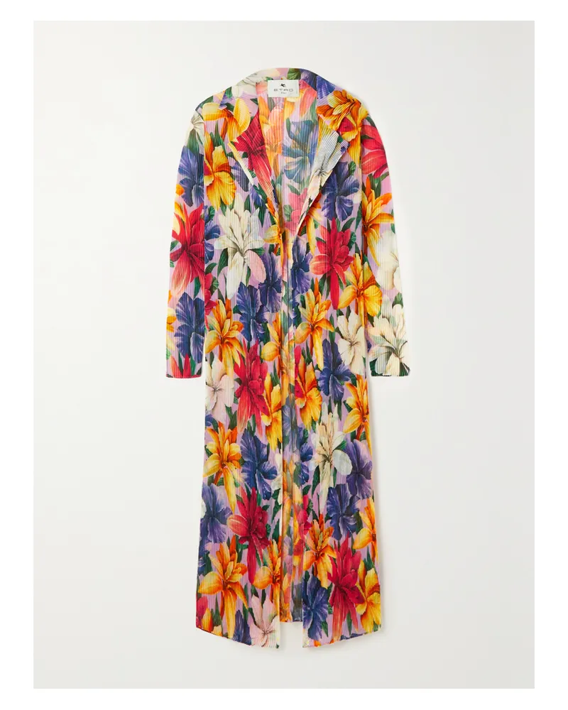 Etro Bedruckter Mantel Aus Plissierter Gaze - Blau Blau