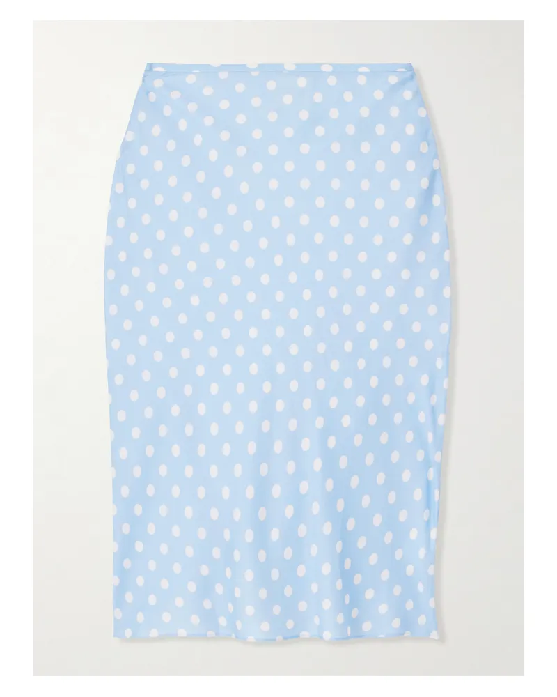 Posse Leo Polka-dot Tencel™-blend Satin Skirt - Blue Blue