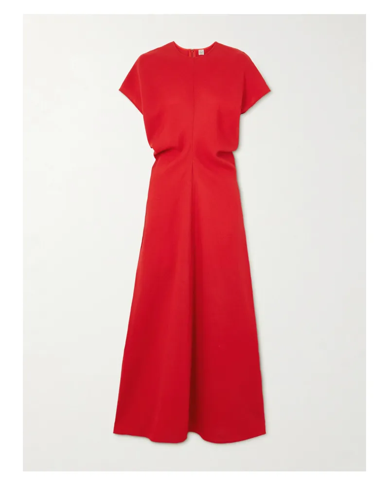 Totême Slouch Waist Maxikleid Aus Woll-crêpe Mit Raffungen - Rot Rot