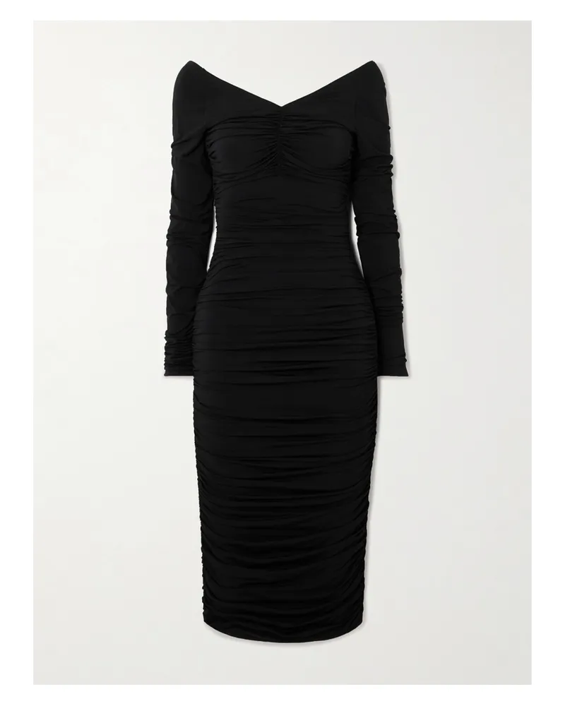 Dolce & Gabbana Midikleid Aus Gerafftem Jersey - Schwarz Schwarz