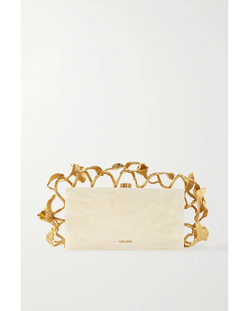 Cult Gaia Fana Marbled Acrylic And Gold-tone Clutch - Neutrals Neutrals