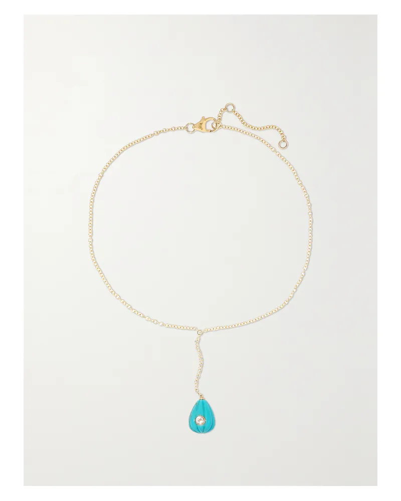 Yvonne Léon Fußkettchen Aus 9 Karat Gold Mit Türkis Und Topas Gold