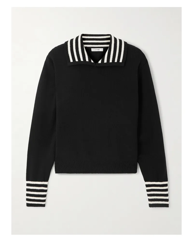 Frame Denim Sailor Pullover Aus Einer Gestreiften Baumwollmischung - Schwarz Schwarz