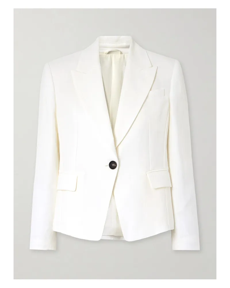 Brunello Cucinelli Blazer Aus Twill Mit Zierperlen - Wollweiß Wollweiß