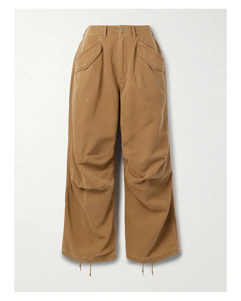 R13 Hose Mit Geradem Bein Aus Baumwoll-twill Mit Raffungen - Braun Braun