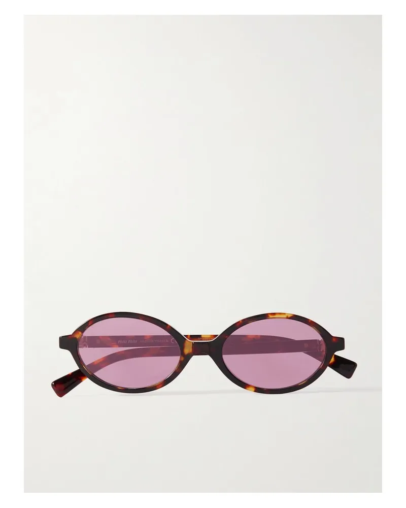 Miu Miu Sonnenbrille Mit Ovalem Rahmen Aus Azetat In Hornoptik Horn