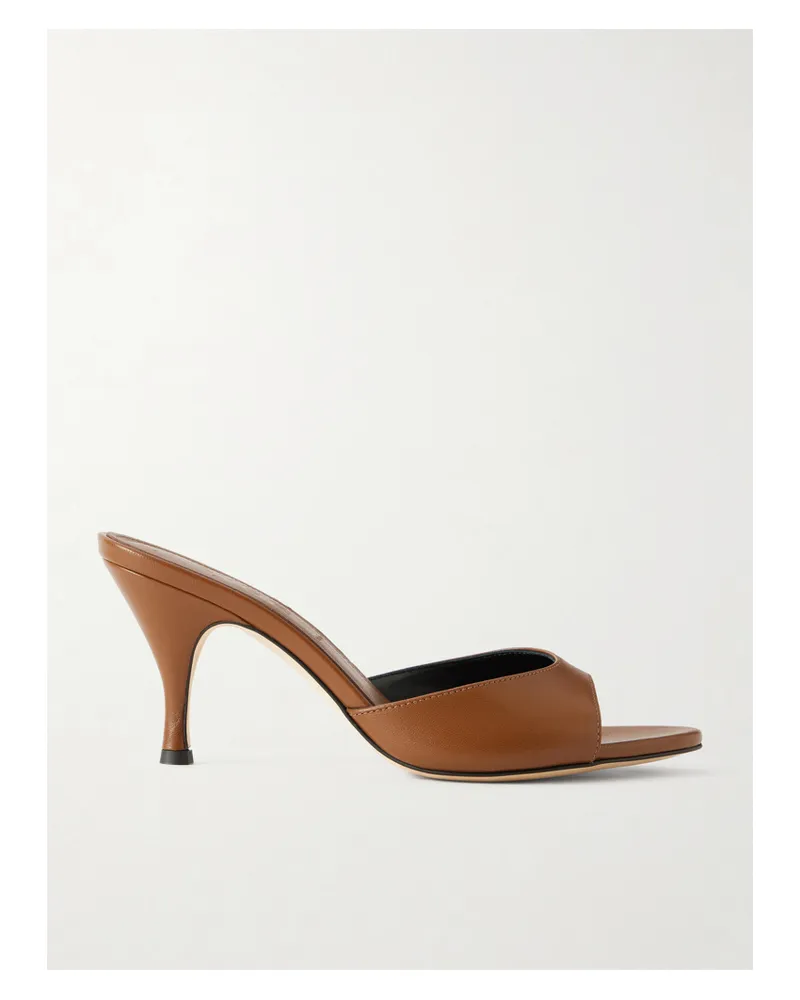 aeyde Samia Leather Mules - Brown Brown