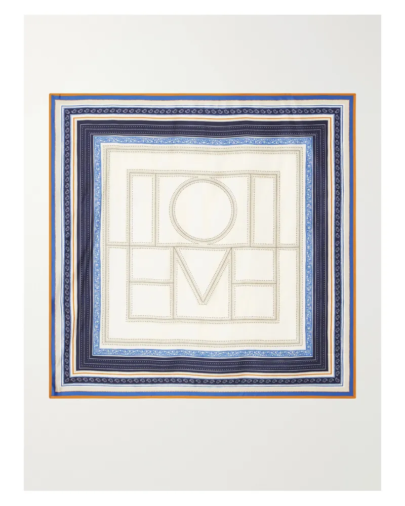 Totême Collector Logo-print Silk-twill Scarf - Neutrals Neutrals