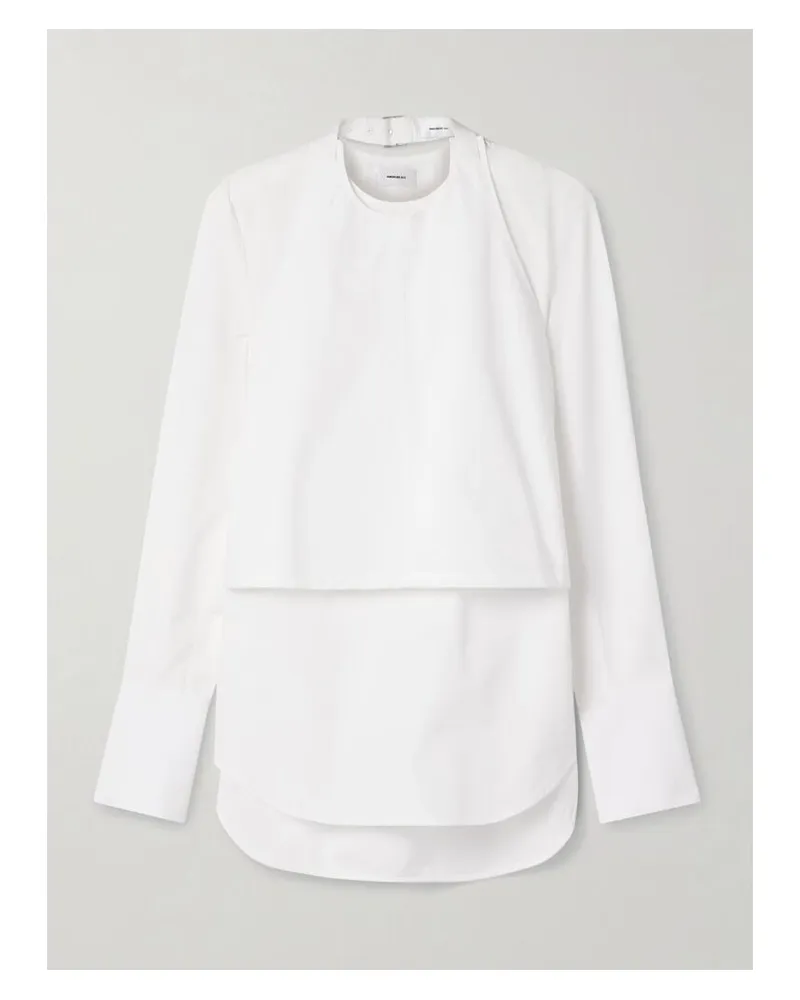 WARDROBE.NYC Wandelbares, Mehrlagiges Hemd Aus Baumwollpopeline Mit Schnalle - Weiß Weiß