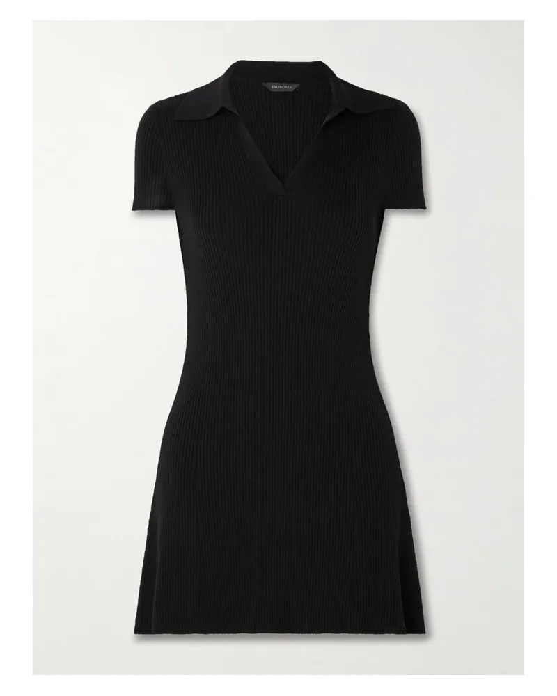 Balenciaga Minikleid Aus Einer Gerippten Wollmischung - Schwarz Schwarz